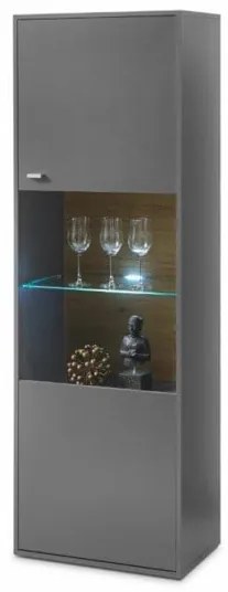 Vitrina Cleveland 1U, GRI + Stejar Artisan, 60 x 182 x 38 Cm