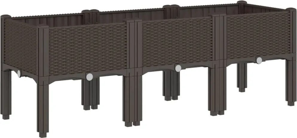 vidaXL Jardinieră de grădină cu picioare, maro, 120x40x42 cm, PP