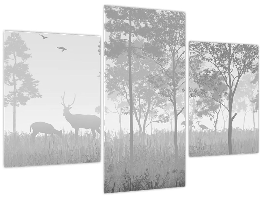 Tablou - Pajiște cu cerbi (90x60 cm)