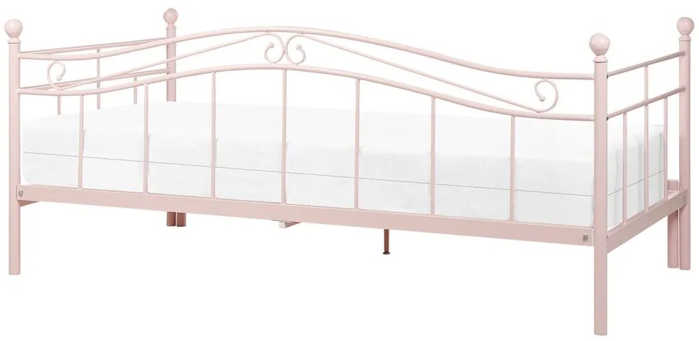 Pat de o persoană 200 x 90 cm Toki (roz) (cu somieră). 1076251