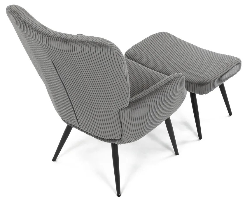 Fotoliu relaxare cu suport pentru picioare L7285GREY6, gri