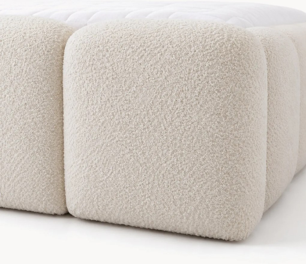 Pat tapițat Tesia 160x200 cu ladă de depozitare - bouclé bej Quelle 03