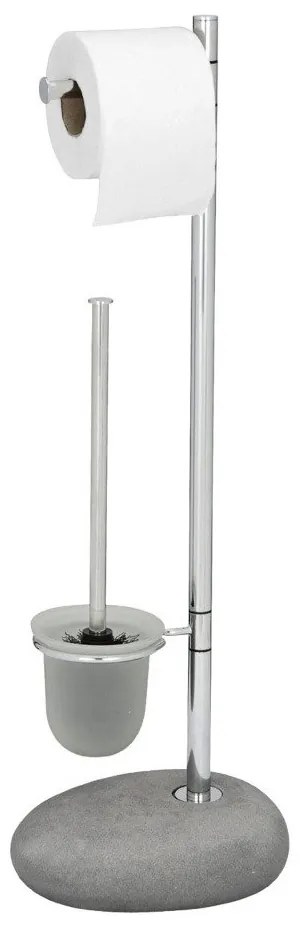 Suport pentru hârtie igienică și perie de toaletă, PEBBLE STONE - 2 în 1, WENKO