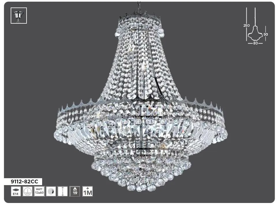 Lustra eleganta design LUX Versailles 13L crom