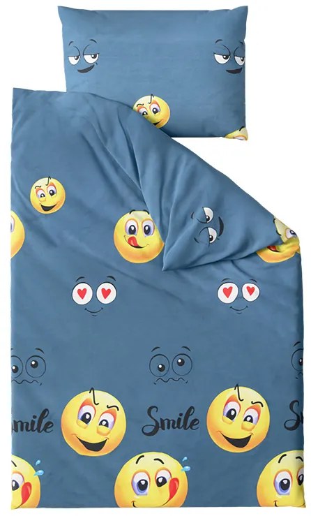 Lenjerie de pat din microfibra FUNNY EMOJI gri Dimensiune lenjerie de pat: 70 x 90 cm | 140 x 220 cm