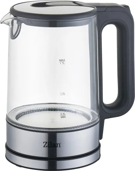 Fierbator cu LED albastru Zilan ZLN1796, 1.7L, 2200 W, transparent