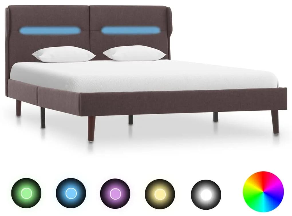 286909 vidaXL Cadru de pat cu LED-uri, gri taupe, 120x200cm, material textil
