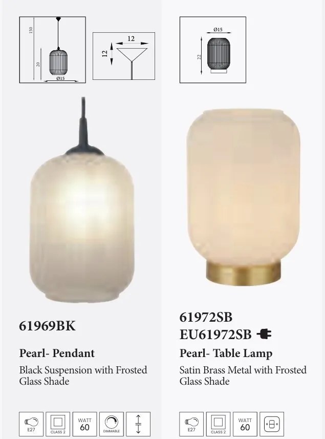 Veioza, Lampa de masa din sticla alba Pearl