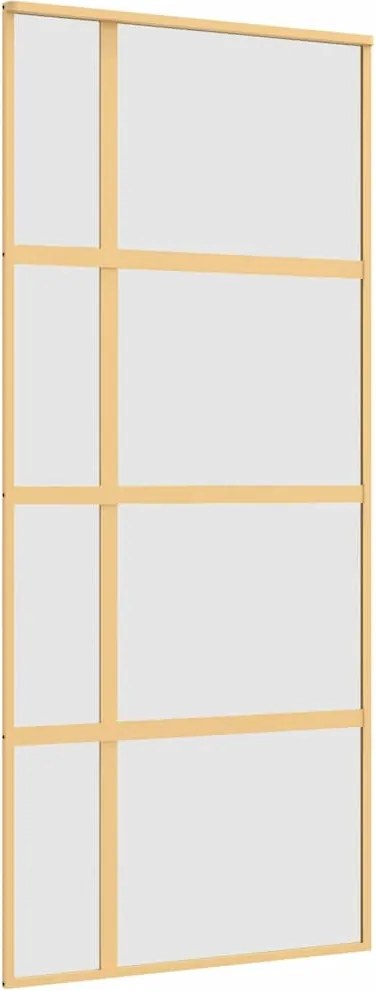 vidaXL Ușă glisantă, auriu, 90x205 cm, sticlă ESG mată și aluminiu