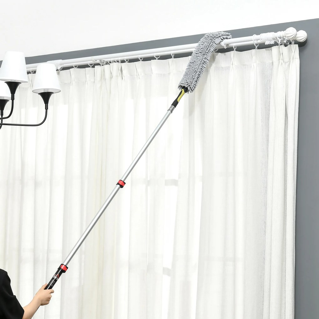 HOMCOM Pămătuf Extensibil din Microfibră, Φ14.5x73-180 cm, Negru | Aosom Romania