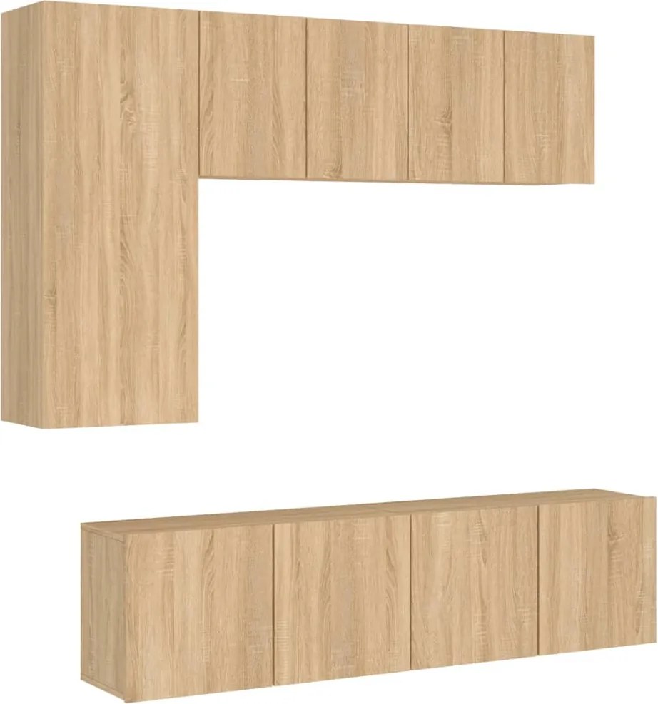 vidaXL Unități TV de perete, 5 piese, stejar sonoma, lemn prelucrat