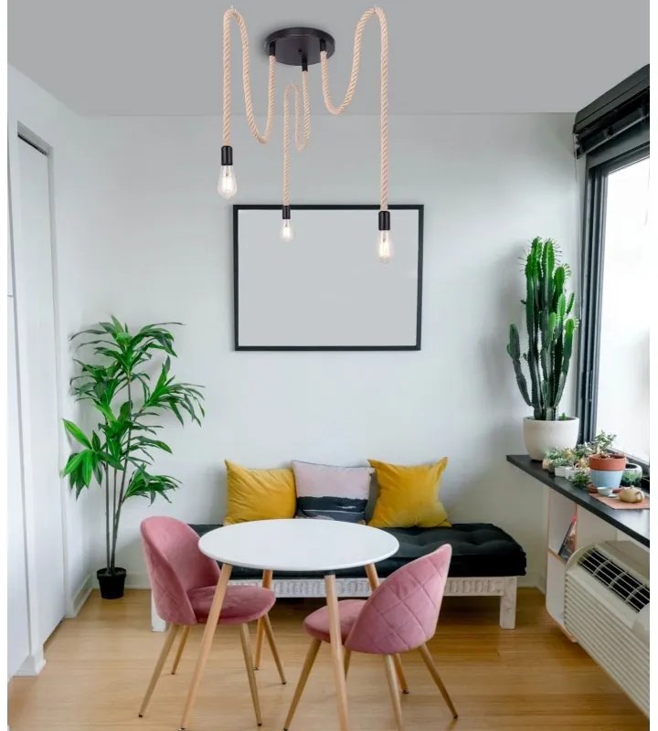 Lustra cu 3 pendule design industrial ULLEU negru, maro