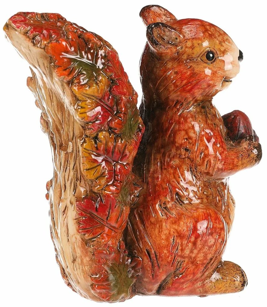 Decorație de toamnă Veveriță cu alune, 12 x 7 x 13cm, ceramică