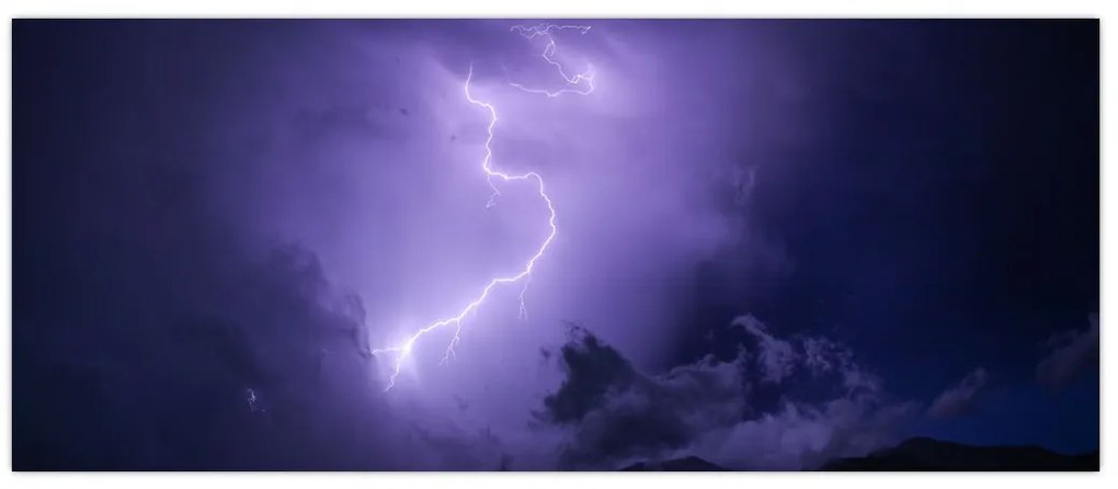 Tablou - cerul violet cu fulger (120x50 cm)
