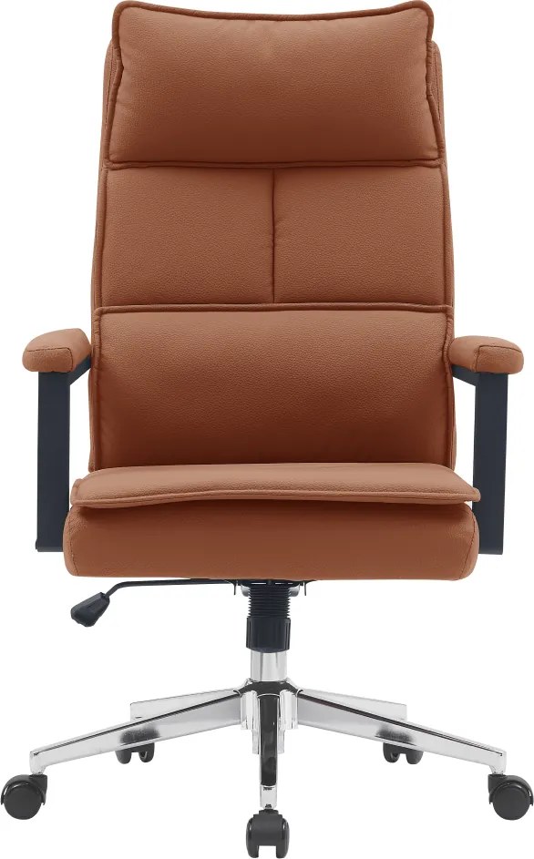 Scaun de birou, piele ecologică maro camel/crom, KAHIL