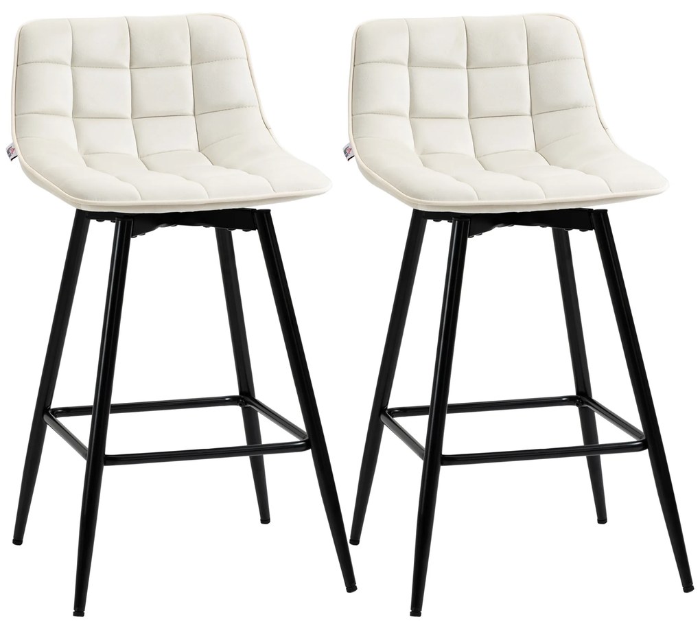 HOMCOM Set de 2 scaune bar cu spatar, scaune inalte tapitate, stil nordic | Aosom Romania