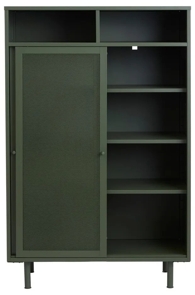 Dulap verde închis din metal cu ușă glisantă 90x140x40 cm Veep – Unique Furniture