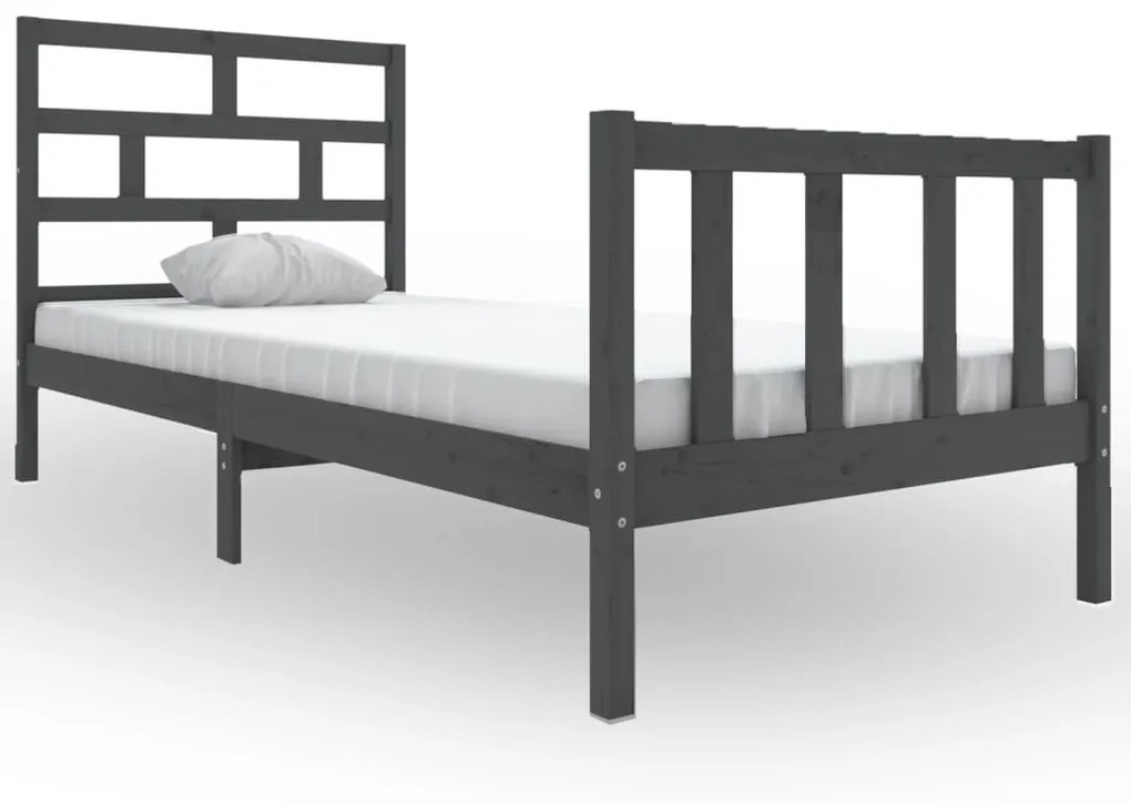 3101340 vidaXL Cadru de pat, gri, 100x200 cm, lemn masiv de pin