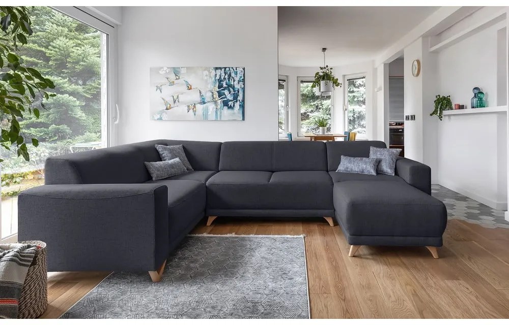 Colțar gri antracit extensibil/cu spațiu de depozitare (cu colț pe partea stângă/în formă de "U") Classy Sophie – Miuform