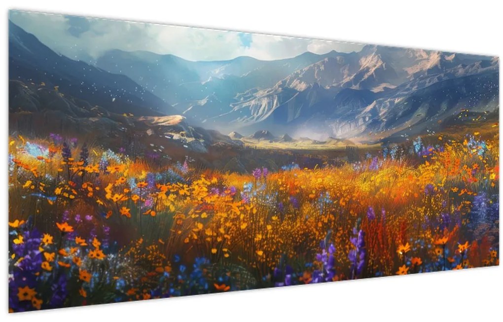 Tablou - Peisaj montan pictat II. (120x50 cm)