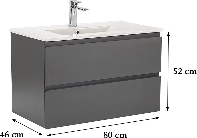 Vario Pull 80 dulap de bază cu chiuvetă antracit-antracit