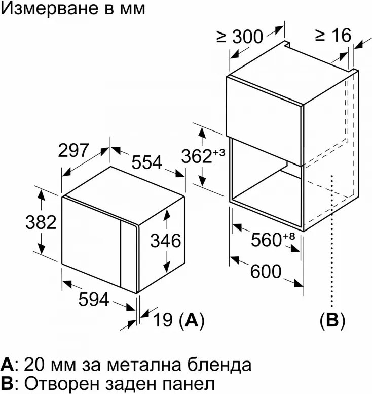 Cuptor cu microunde de încastrat Bosch BFL524MW0, 20 l, 800 W, 7 programe, Memorie, Dezghețare, Alb