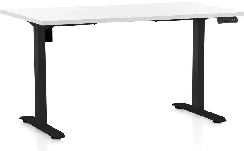 Masa inaltime reglabila OfficeTech B, 140 x 80 cm, bază neagră, alb