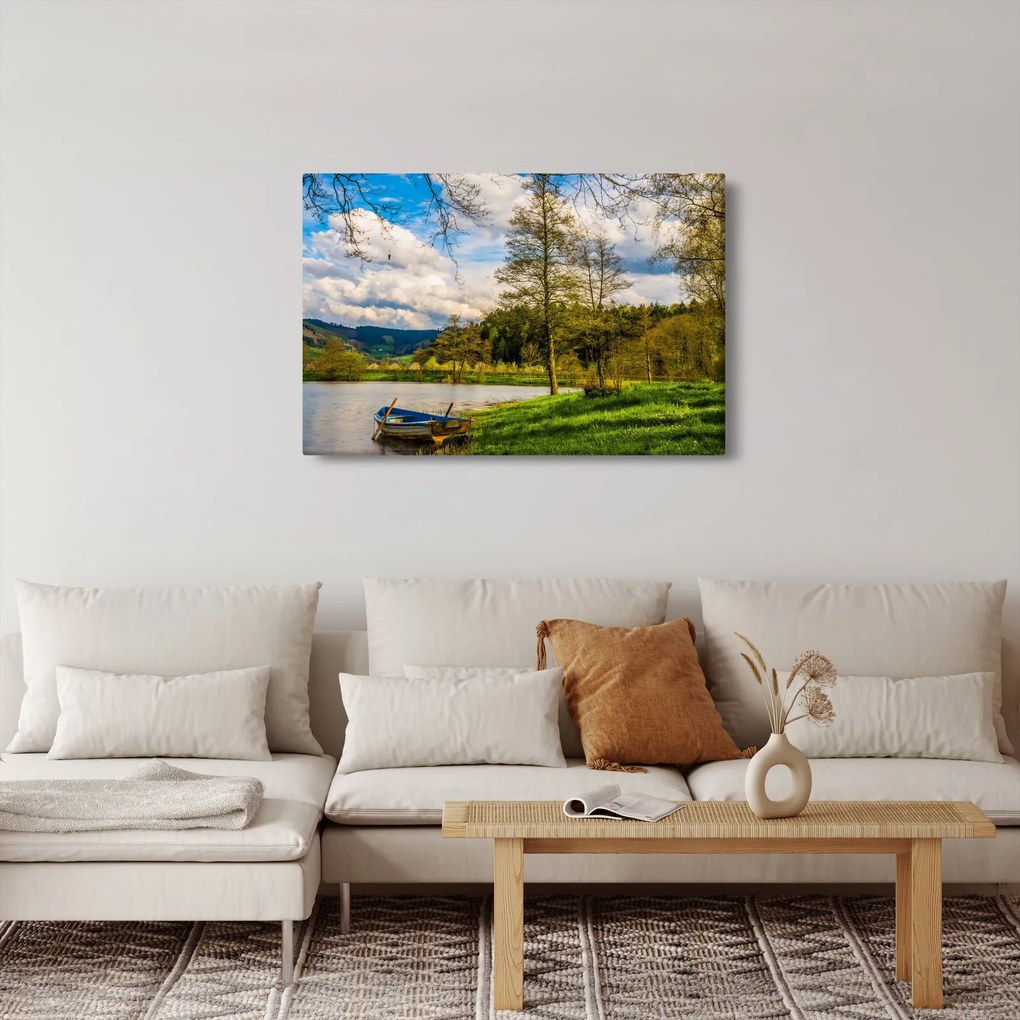 Tablou - Barcă pe lac (90x60 cm)