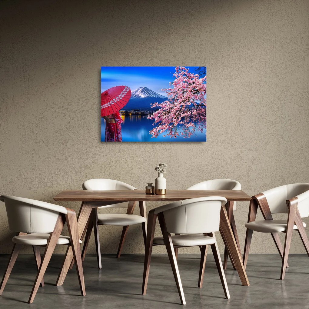 Tablou pe sticlă - cu privire la munte - Japonia (70x50 cm)
