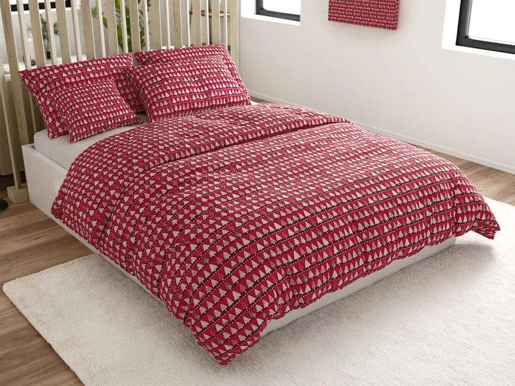 Lenjerie de pat din bumbac BURGUNDY TREES vinove Dimensiune lenjerie de pat: 2 buc 70 x 90 cm | 200 x 220 cm