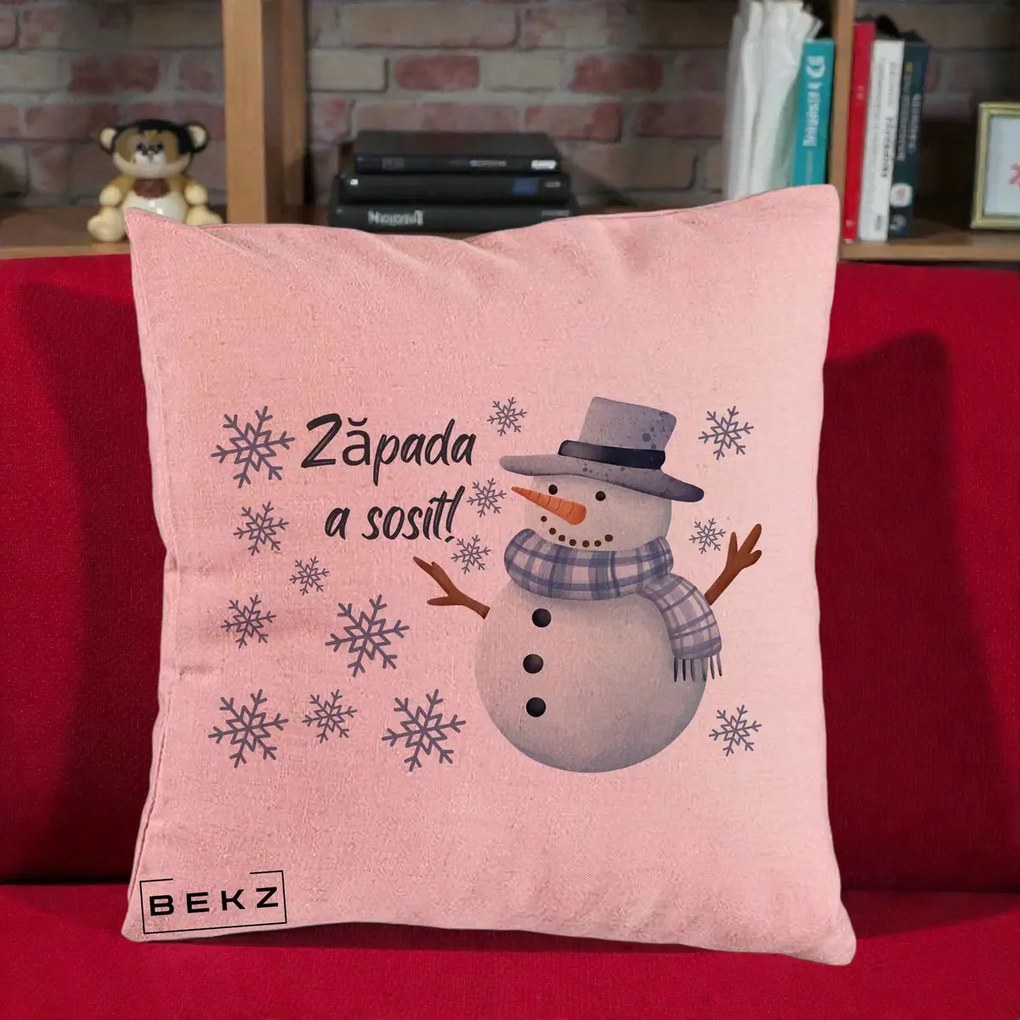 Perna Decorativa Zapada a Sosit Om de Zapada, 40x40 cm, Roz, Husa Detasabila, Perna Inclusa, BEKZ®