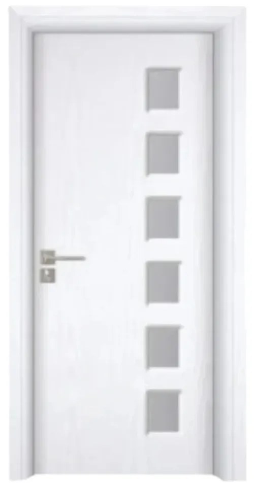 Usa Interior din MDF Novo Doors ND319, Cadru din Lemn Masiv, Geam Sablat, KIT COMPLET, Toc , Manere si balamale incluse (Culoare: Alb, Toc: Fix,