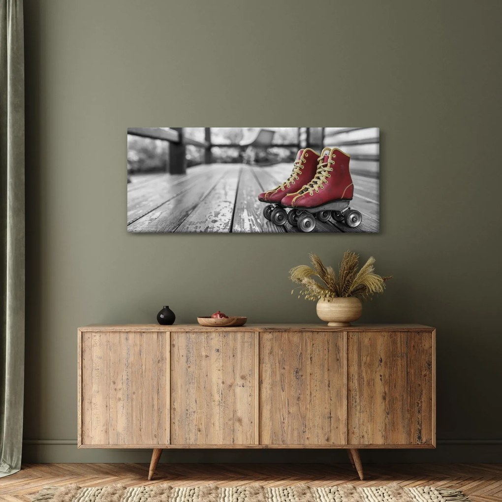 Tablou cu pantofi cu role vechi roșii (120x50 cm)