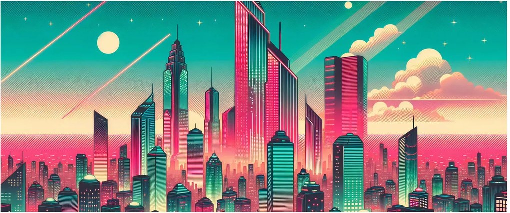 Tablou – Metropolă în stil pop-art (120x50 cm)