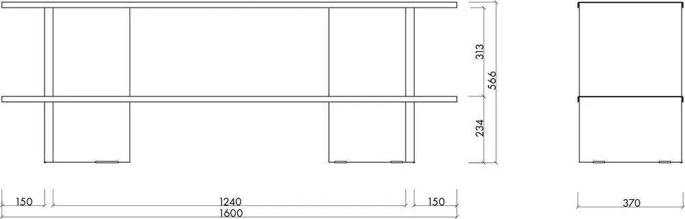 Etajeră gri deschis din metal 160x57x37 cm Hes – noo.ma