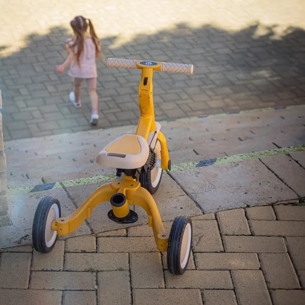 Tricicletă pentru copii PETITE&MARS 5 în 1 TURBO galben