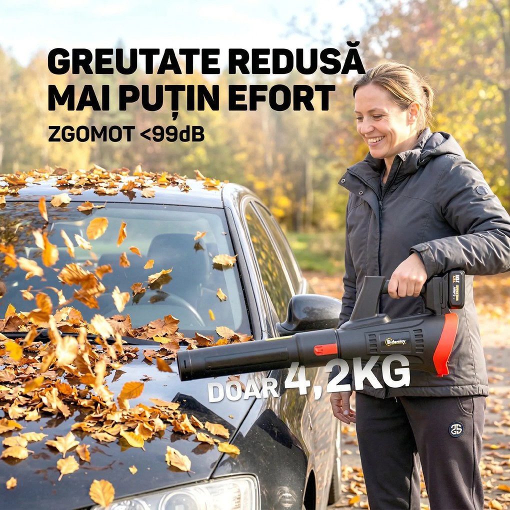 Outsunny Suflător cu Baterie 18V, Suflător de Frunze cu 2 Baterii 4Ah, Motor Brushless 600W, 3 Trepte Viteză 149 km/h, Turbo Boost, 2 Țevi, Încărcător, pentru Grădină Frunze Zăpadă Praful | Aosom Romania