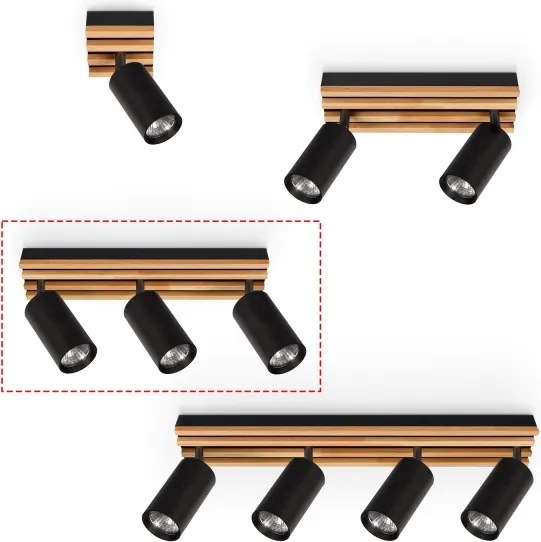 Brilagi - Lampă spot SELE WOOD 3xGU10/30W/230V negru/lemn