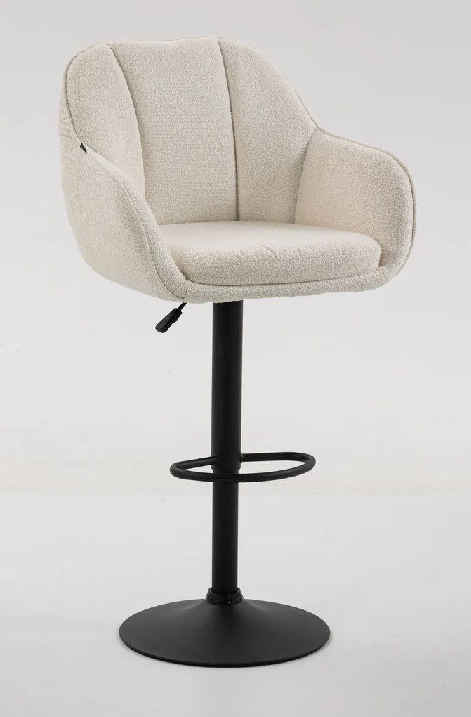 HR2055W Scaun Crem din Boucle cu Bază Neagră