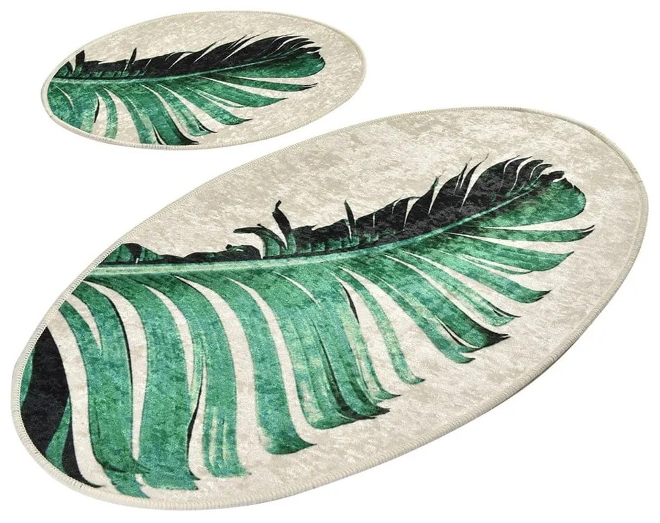 Covorașe de baie verzi-bej 2 buc. 60x100 cm Floret – Foutastic