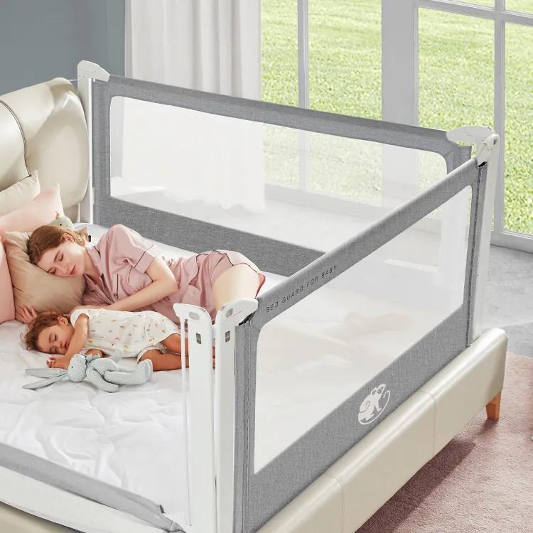 Protecție laterală pat Monkey Mum® Popular - 190 cm - gri închis - design