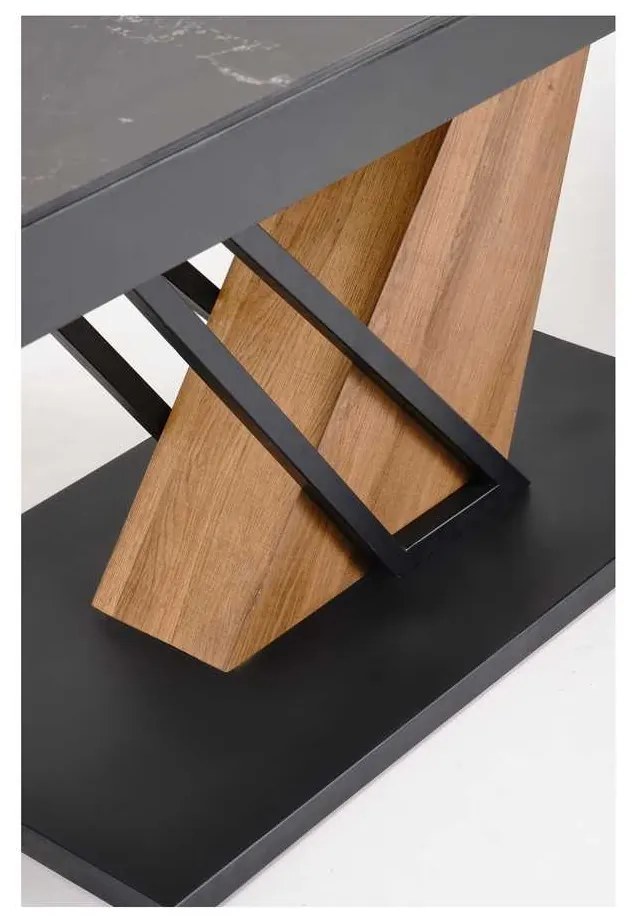 Masă de bucătărie Sterzo 160-200 x 90 cm, negru / stejar auriu
