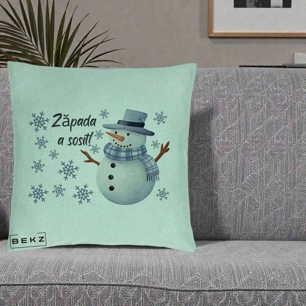 Perna Decorativa Zapada a Sosit Om de Zapada, 40x40 cm, Verde Menta, Husa Detasabila, Perna Inclusa, BEKZ®