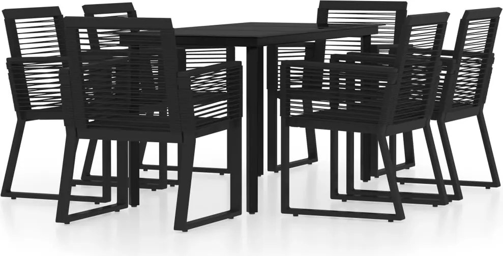 vidaXL Set mobilier de grădină, 7 piese, negru