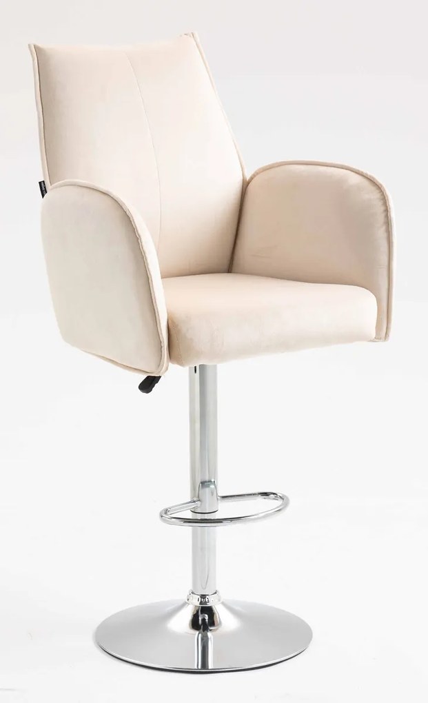 HR280W Scaun Crem din Catifea cu Bază Cromata