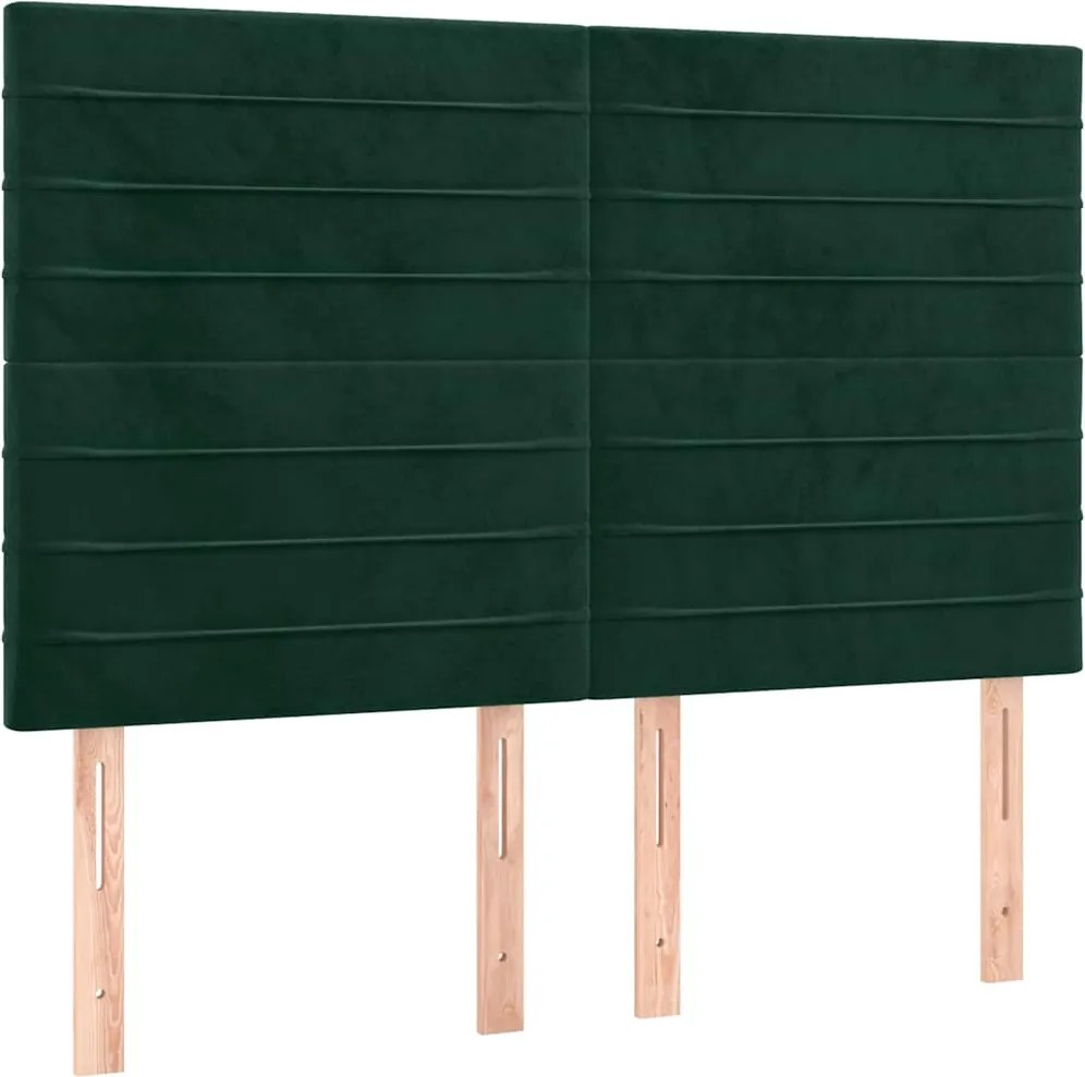 vidaXL Tăblie de pat verde închis 144x5x118/128 cm catifea