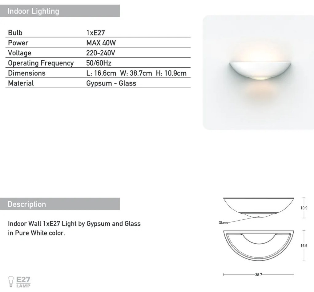 Aplica de perete cu lumina ambientala Aviel L-38,7cm