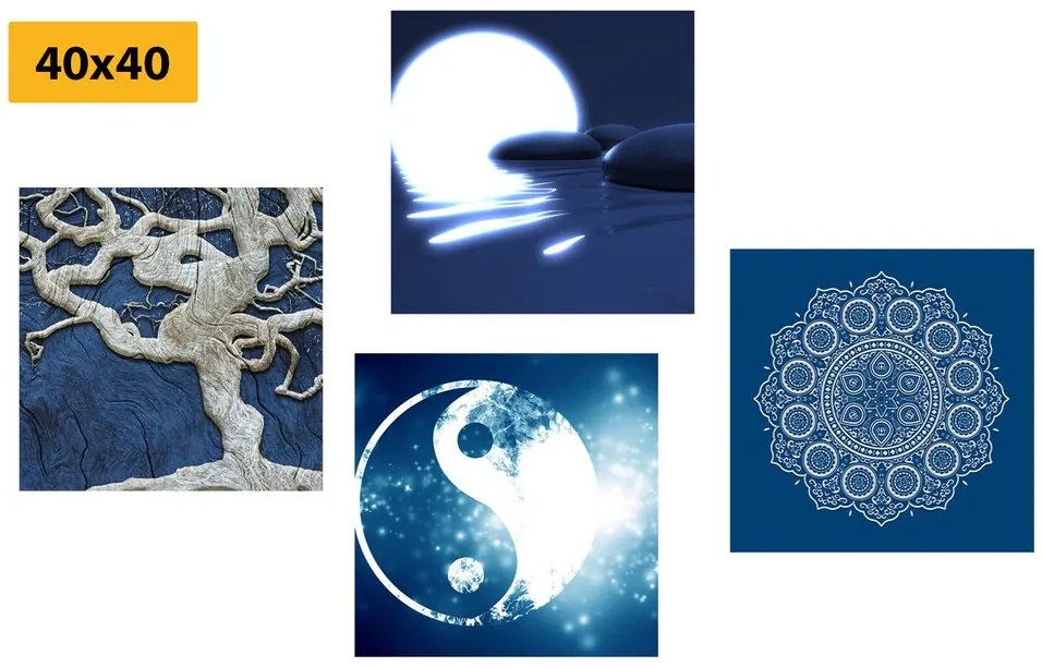 Set tablouri Feng Shui în design albastru