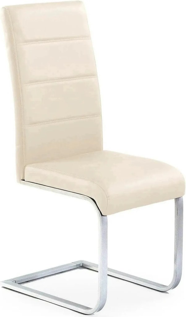 Scaun tapitat K85, crem/crom, metal/piele ecologica, 42X56X100 CM