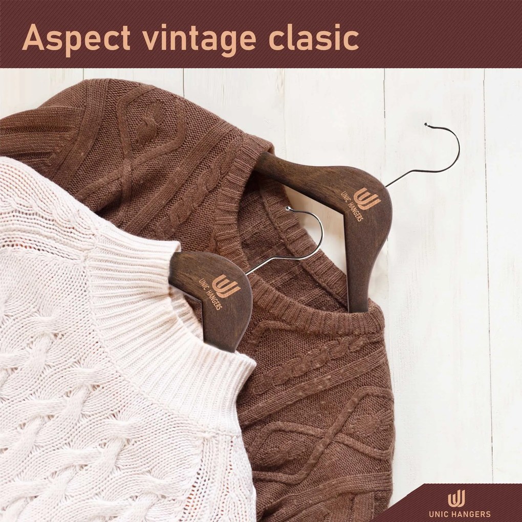 Set Umerase Tricouri din Lemn cu Margini de Catifea și Design Clasic